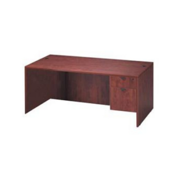 brown desk with drawers on right